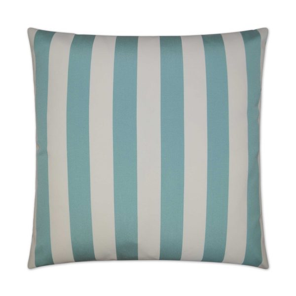Luxury Outdoor Pillow - 22" x 22" - Cafe Stripe - Aqua