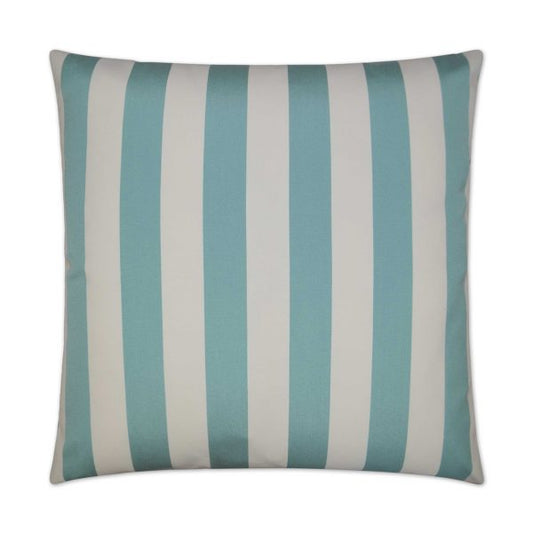 Luxury Outdoor Pillow - 22" x 22" - Cafe Stripe - Aqua; Sunbrella, or equivalent, fabric with fiber fill