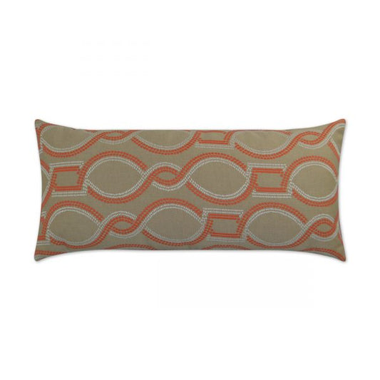 Luxury Outdoor Lumbar Pillow - 22" x 12" - Twist - Orange; Sunbrella, or equivalent, fabric with fiber fill