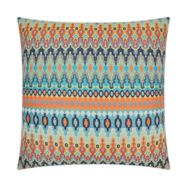 Luxury Outdoor Pillow - 22" x 22" - Kanthum- Multi; Sunbrella, or equivalent, fabric with fiber fill