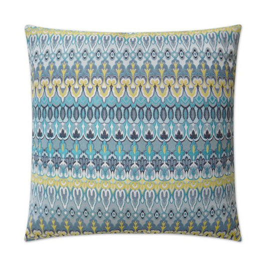 Luxury Outdoor Pillow - 22" x 22" - Kanthum - Turquoise; Sunbrella, or equivalent, fabric with fiber fill