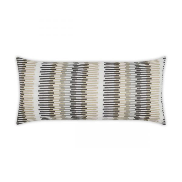 Luxury Outdoor Lumbar Pillow - 22" x 12" - Sunfun Stripe - Linen; Sunbrella, or equivalent, fabric with fiber fill