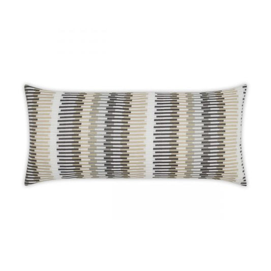 Luxury Outdoor Lumbar Pillow - 22" x 12" - Sunfun Stripe - Linen; Sunbrella, or equivalent, fabric with fiber fill