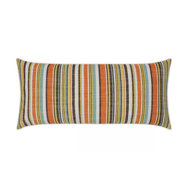 Luxury Outdoor Lumbar Pillow - 22" x 12" - Fancy Stripe - Multi; Sunbrella, or equivalent, fabric with fiber fill
