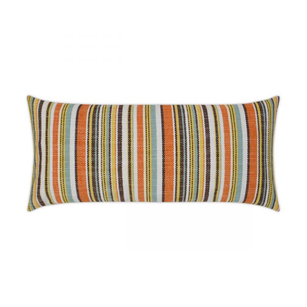 Luxury Outdoor Lumbar Pillow - 22" x 12"- Fancy Stripe Multi