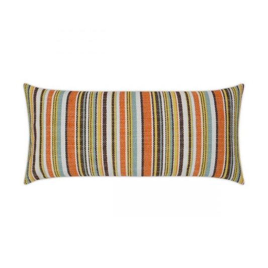 Luxury Outdoor Lumbar Pillow - 22" x 12" - Fancy Stripe - Multi; Sunbrella, or equivalent, fabric with fiber fill