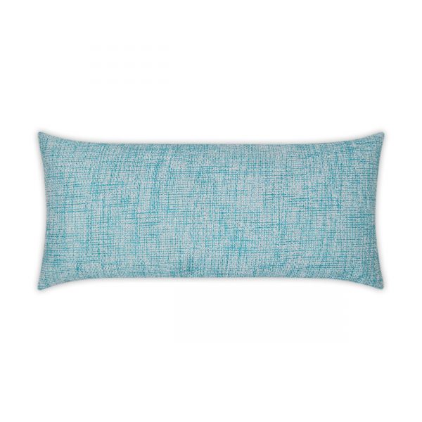Luxury Outdoor Lumbar pillow - 22" x 12" - Double Trouble-Turquoise
