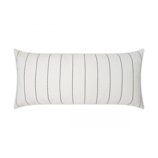 Luxury Outdoor Lumbar Pillow - 22" x 12" - Malibu - White; Sunbrella, or equivalent, fabric with fiber fill