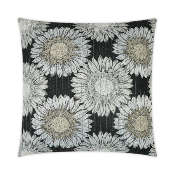 Luxury Pillow – 22" × 22" – Daisy Chain Black