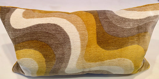 Luxury Lumbar Pillow - 24" x 14" - Saffron Swirl; Dramatic swirl pattern of gold, taupe, cream and tan