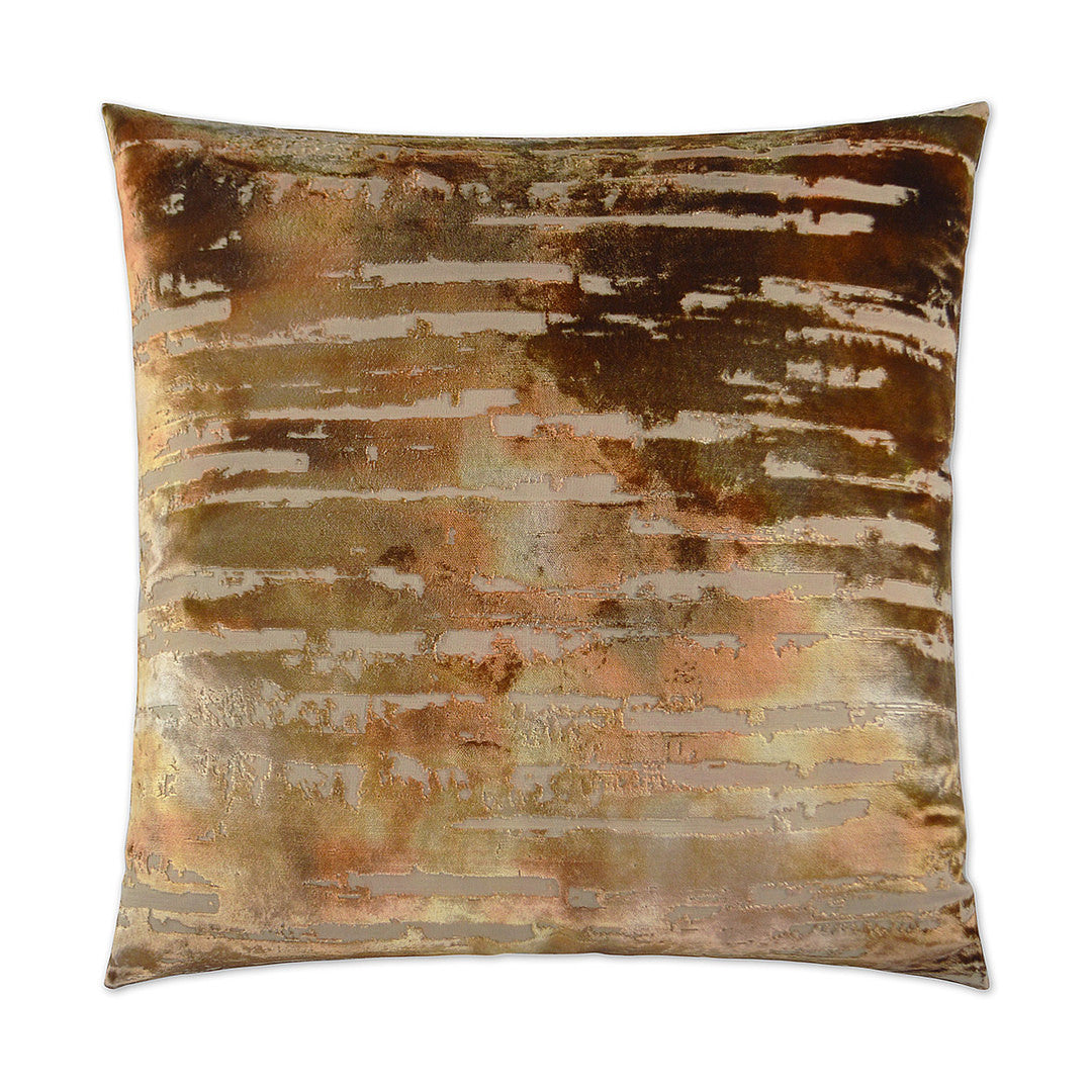 Luxury Pillow -  24" x 24" -  Bonbons - Bonbons - Caramel;  Caramel, copper and gold, with hints of plum in a light iridescent fabric on top  of a stone base