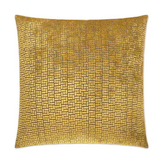 Luxury Pillow - 24" x 24" - Jenga-Gold; Cut gold velvet pattern over a dark gray background