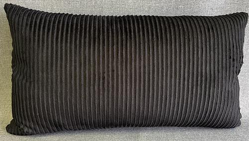 Luxury Lumbar Pillow - 24” x 14” - Corduroy Black; Deep black wide wale soft corduroy in a vertical pattern