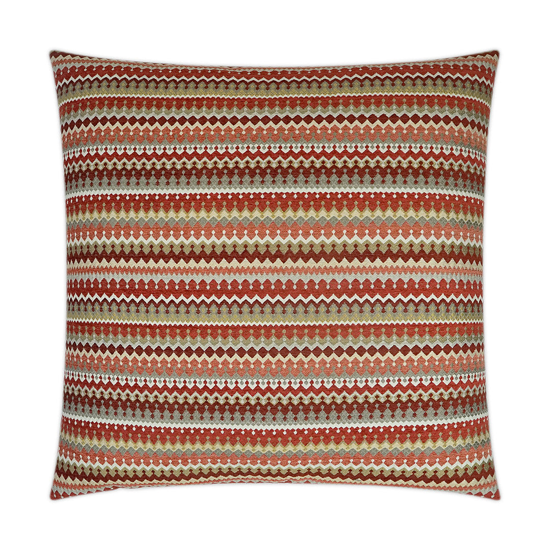 Luxury Pillow; 24" x 24" - Denmark-Sienna, textural stripes of reds, corals, white & creams