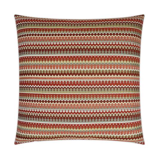 Luxury Pillow; 24" x 24" - Denmark-Sienna, textural stripes of reds, corals, white & creams