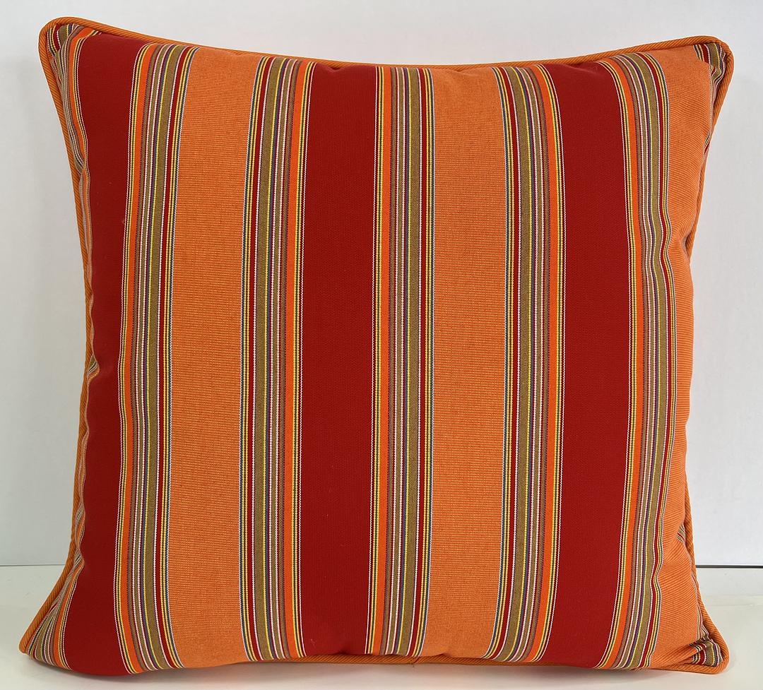 Luxury Outdoor Pillow - 22" x 22" - Hyannis Port Stripe; Sunbrella, or equivalent, fabric with fiber fill