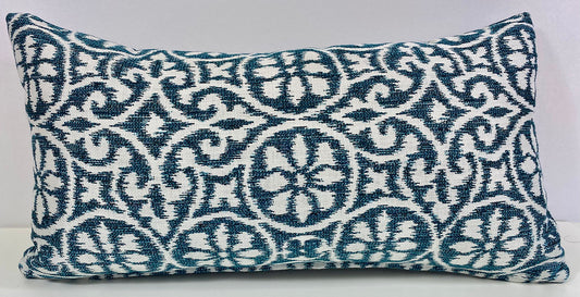 Luxury Outdoor Lumbar Pillow - 22" x 12" - Litchfield - Pacific; Sunbrella, or equivalent, fabric with fiber fill