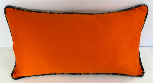 Luxury Outdoor Lumbar Pillow - 22" x 12" - Vallauris-Orange; Sunbrella, or equivalent, fabric with fiber fill