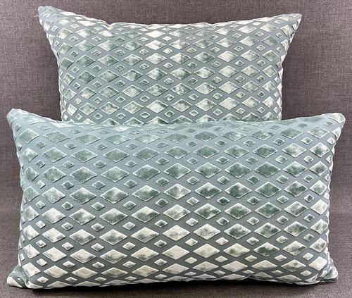 Luxury Pillow - 24" x 24" - Bassey Seafoam; Seafoam chenille in a beautiful diamond jacquard pattern