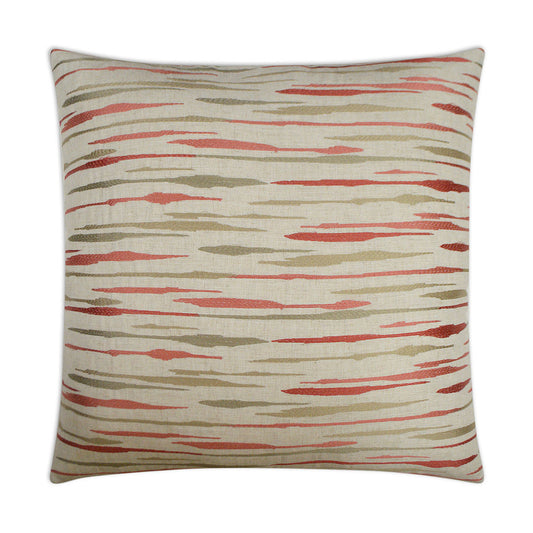 Luxury Pillow -  24" x 24" -  Marcus-Coral; Raspberry and silver grey clouds on an ivory base