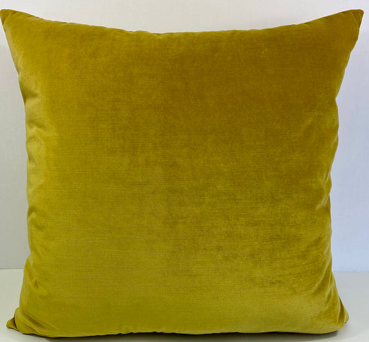 Luxury Pillow - 24” x 24” - Belvedere Tika; Curry color solid in a creamy smooth velvet fabric