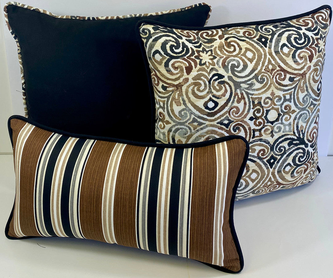 Luxury Outdoor Pillow - 22" x 22" - Montecito - Stripe; Sunbrella, or equivalent, fabric with fiber fill