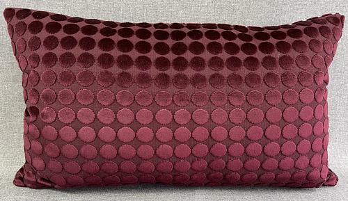 Luxury Lumbar Pillow - 24” x 14” - Sophisticate: Burgundy elegant fabric with raised velvet dots