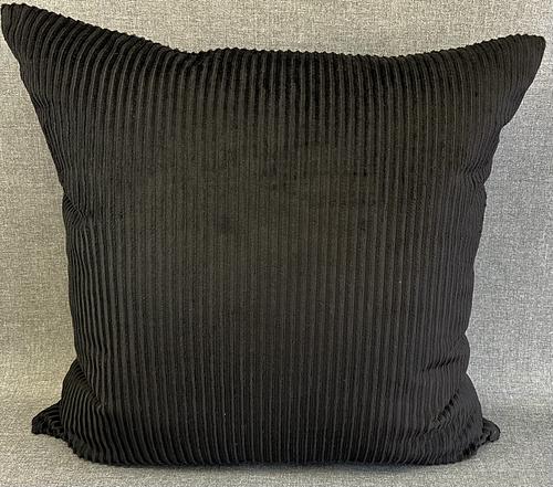 Luxury Pillow - 24” x 24” - Corduroy Black; Deep black wide wale soft corduroy in a vertical pattern