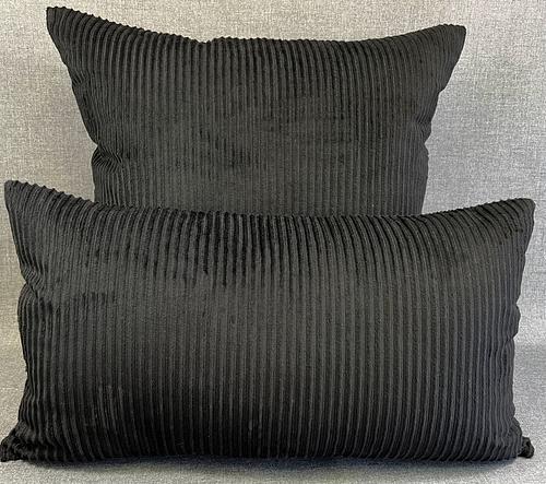 Luxury Pillow - 24” x 24” - Corduroy Black; Deep black wide wale soft corduroy in a vertical pattern