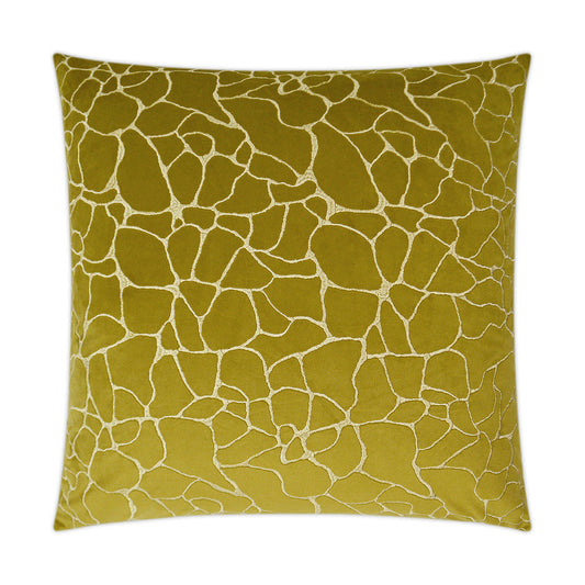 Luxury Pillow - 24" x 24" - Dare-Sulfur; Silver embroidery creates pebbles like shape on a sulfur green velvet