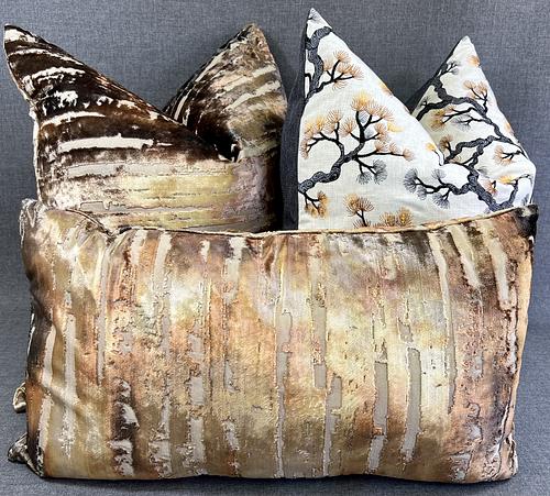 Luxury Lumbar Pillow - 24" x 14" - Bonbons - Caramel;  Caramel, copper and gold, with hints of plum in a light iridescent fabric on top  of a stone base