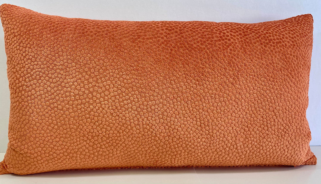 Luxury Pillow -  24" x 14" - Pasadena Lumbar - Coral; Hail Spotted Velvet