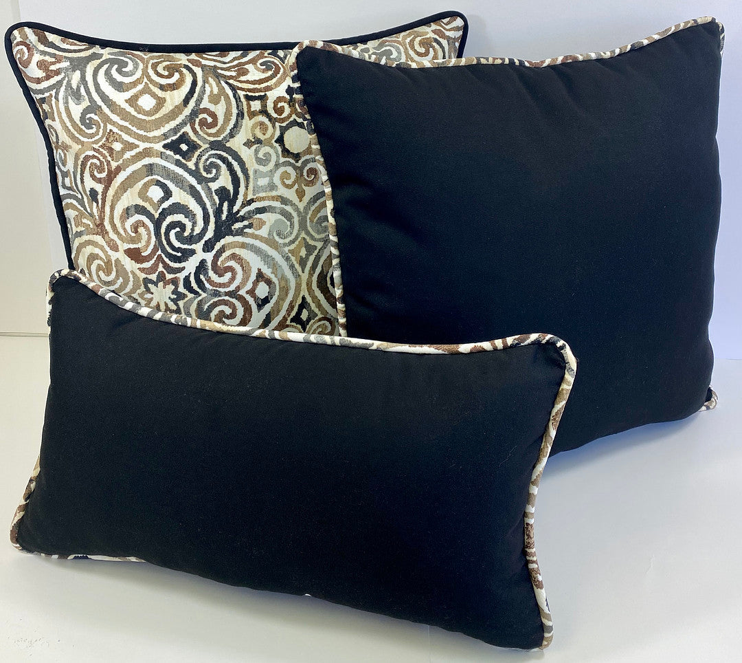 Luxury Outdoor Lumbar Pillow - 22" x 12" - Montecito Black Gate