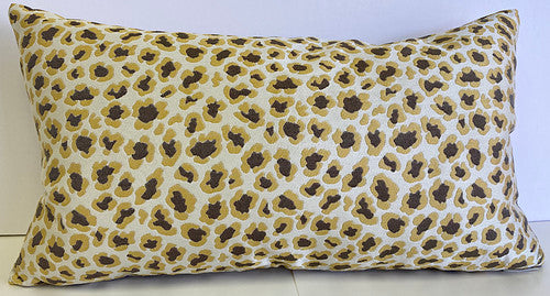 Luxury Lumbar Pillow - 24” x 14” - Angola; Beautiful leopard print of yellow and grey over a cream background