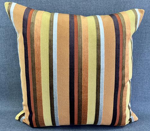 Luxury Pillow - 24" x 24" - Mardi Gras; Lush textured stripes of oranges, purple, yellow, moss and silver.