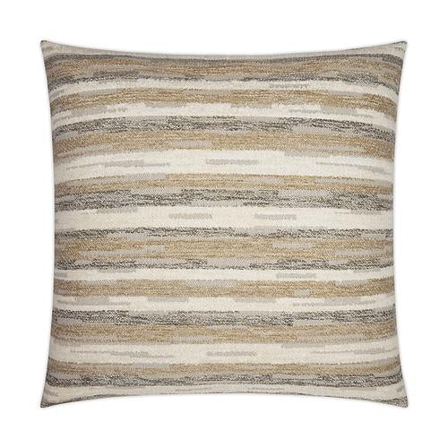 Luxury Pillow - 24" x 24" -  Barrio; Textured woven stripes of tan cream and light grey