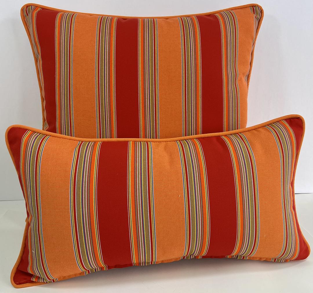Luxury Outdoor Pillow - 22" x 22" - Hyannis Port Stripe; Sunbrella, or equivalent, fabric with fiber fill