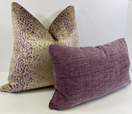 Luxury Lumbar Pillow - 24" x 14" - Azaad-Solid; Mauve textured pillow