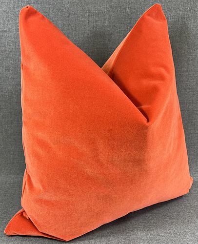 Luxury Pillow - 24” x 24” - Coral Reef; Bright coral color solid in a creamy smooth velvet fabric