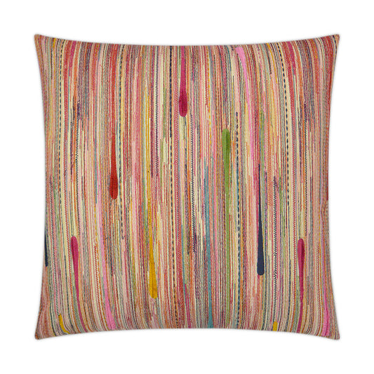 Luxury Pillow -  24" x 24" -  Dandy; A rainbow of embroidery with slubs