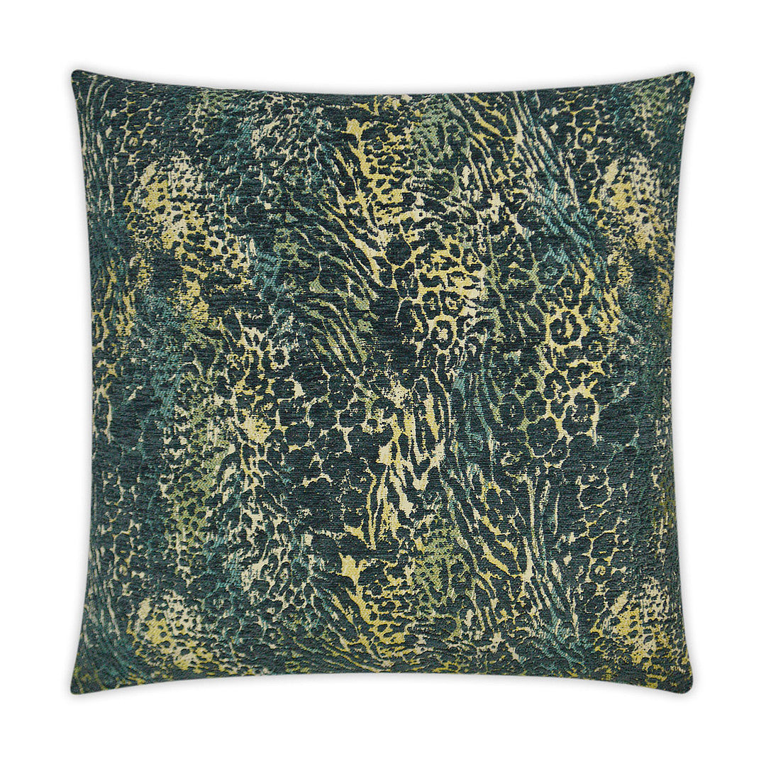 REDUCED TO CLEAR Luxury Pillow - 24" x 24" - Jumanji-Mirage; Abstract animal print of greens and yellow