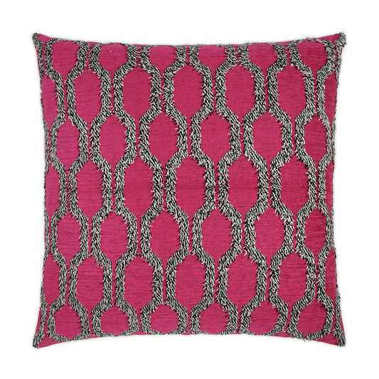 Luxury Pillow - 24" x 24" Fringed-Fuchsia; Hot fuchsia and gray - heavy textured