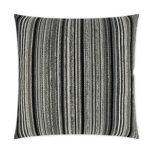 Luxury Outdoor Pillow - 22" x 22" - Peerless Stripe - Black; Sunbrella, or equivalent, fabric with fiber fill