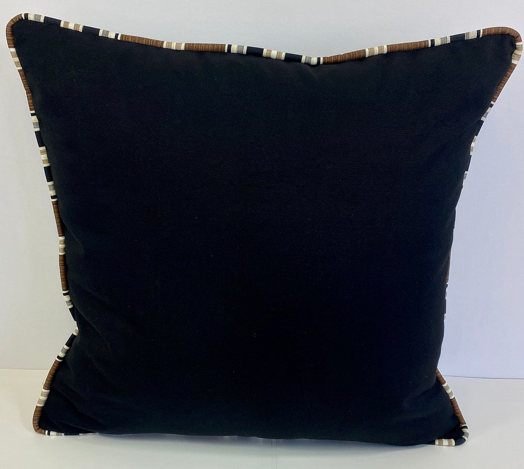 Luxury Outdoor Pillow - 22" x 22" - Montecito - Black Stripe
