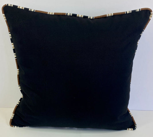 Luxury Outdoor Pillow - 22" x 22" - Montecito - Black Stripe; Sunbrella, or equivalent, fabric with fiber fill