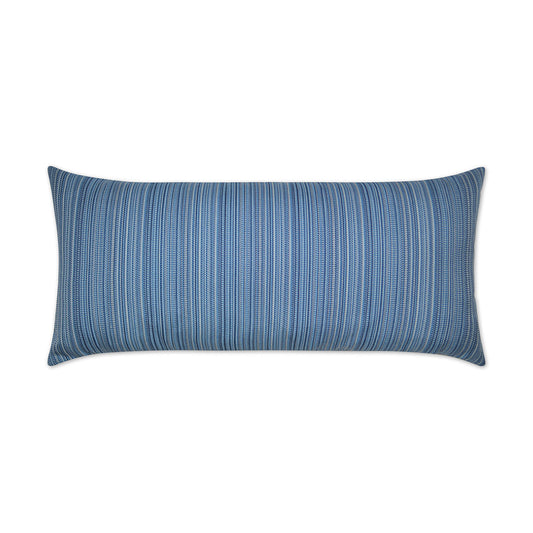 Luxury Outdoor Lumbar Pillow - 22" x 12" - Jinga - Blue; Sunbrella, or equivalent, fabric with fiber fill